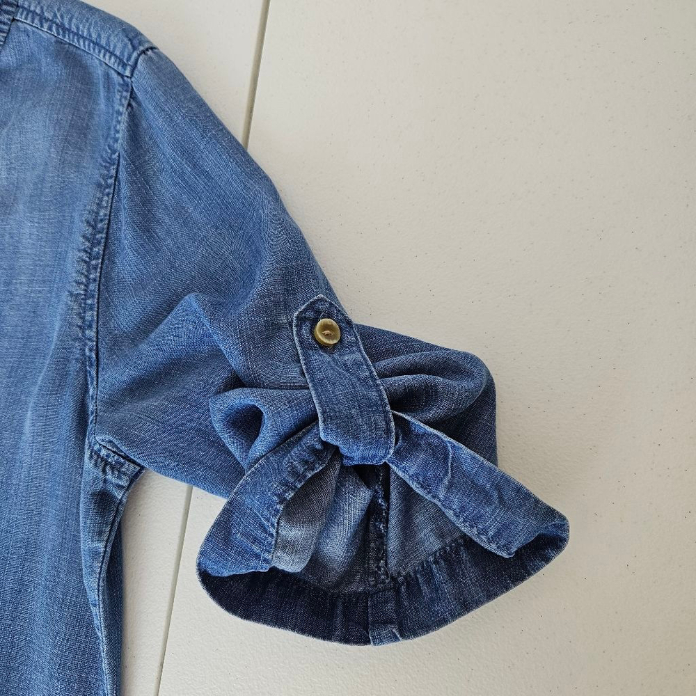 Cloth & Stone Acata Chambray Blue Denim Mini Dress S Tunic Shirt Dress - Picture 8 of 9